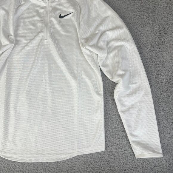 Nike Court Challenger Jacket Men XS White 1/4 Zip Knit Long Sleeve Sweater Shiny - Picture 3 of 12